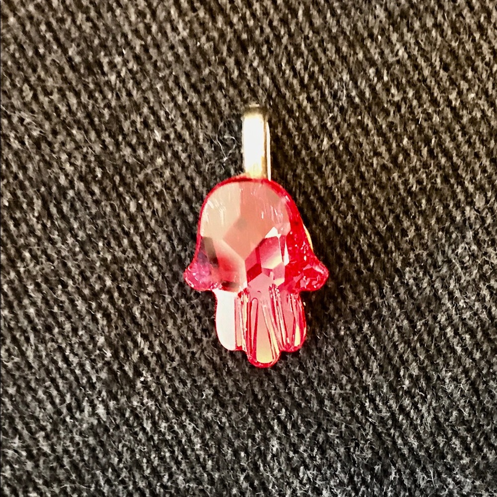 Swarovski crystal hamsa hand pendant